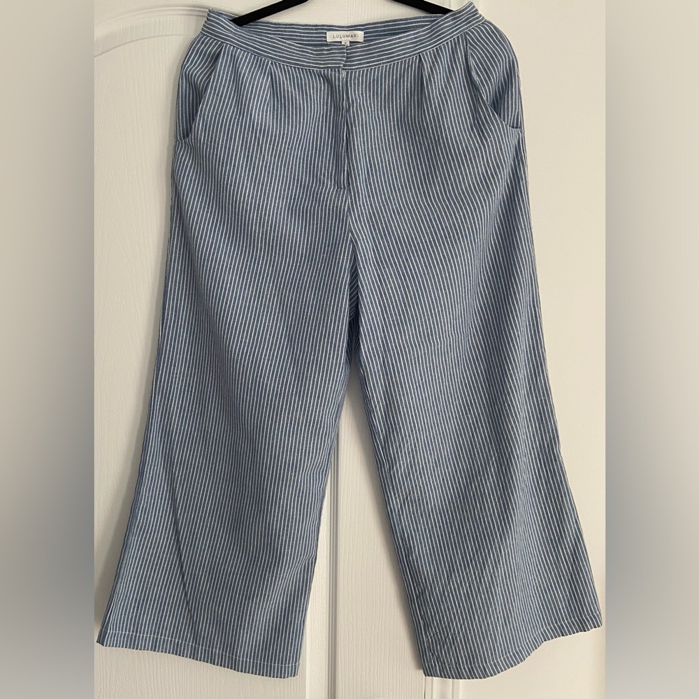 LULUMARI Blue and White Striped Pants